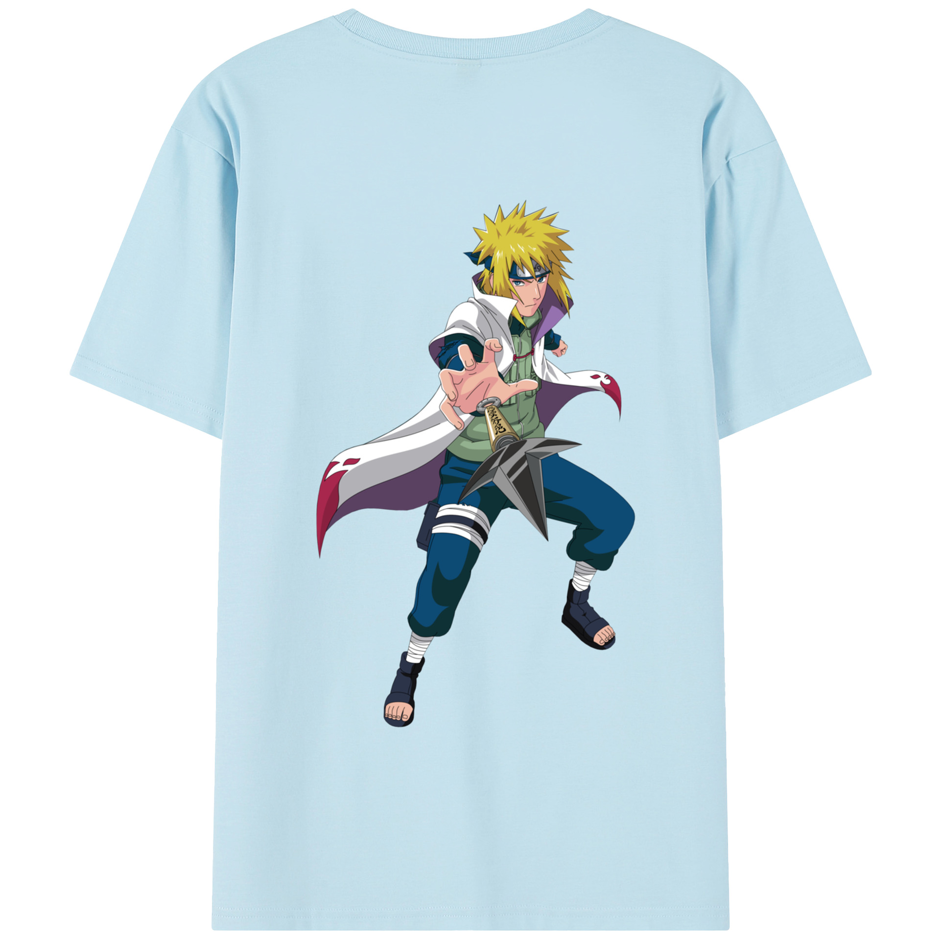 （画像用） NARUTO -ナルト- 波風 ミナト Namikaze Minato 綿100％半袖Tシャツ（背面プリント）